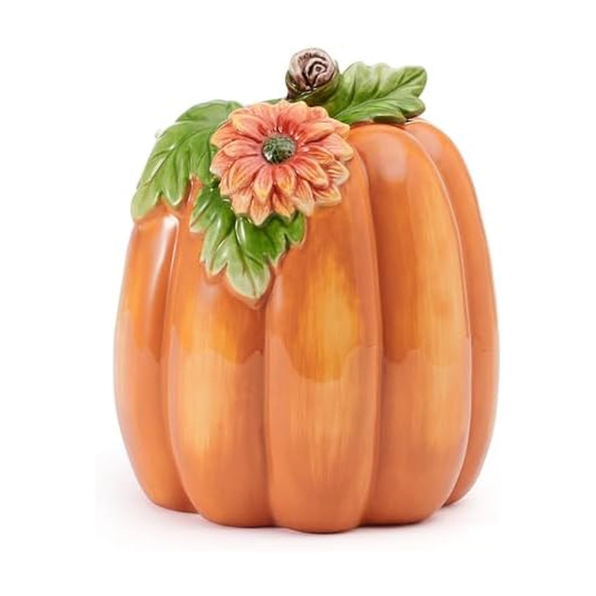 Figurine décorative en céramique citrouille à fleurs pour Halloween, collection Harvest de Fitz and Floyd, 18 cm