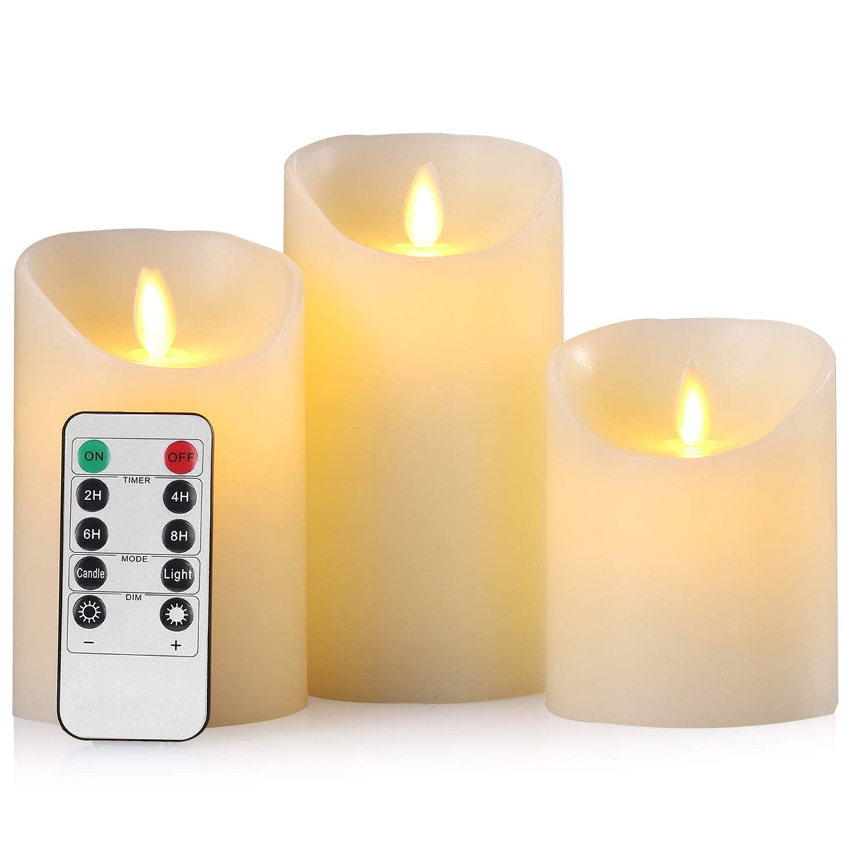Pandaing Pack of 3 LED Flameless Flickering Battery Operated Candles with Remote and Timer, Real Wax Moving Wick Pillar Candles for Festival Wedding Christmas Home Party Decor 🍁 All In One Marketplace Canada