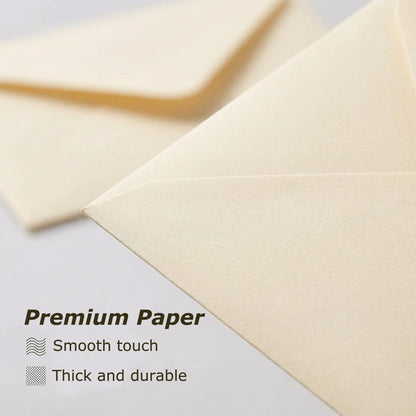 Acidea 50 Pack Ivory A6 Envelopes with Plain Cards, 120GSM Envelopes with 250GSM Folding Blank Cards and Gold Stickers, Perfect Stationary Set for Wedding Invitations, Birthday, Holiday, Greeting Card 🍁 All In One Marketplace Canada