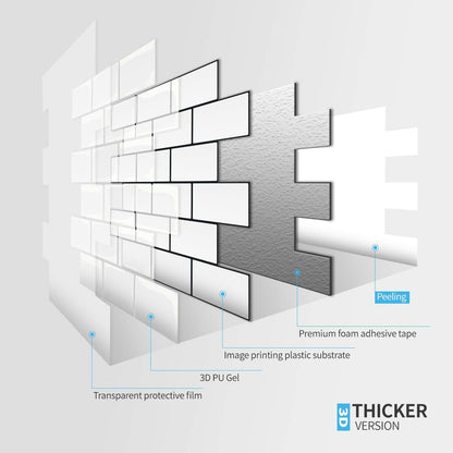 Art3d 10-Pack White Subway Tiles, Peel & Stick, for Kitchen (Thicker Design)