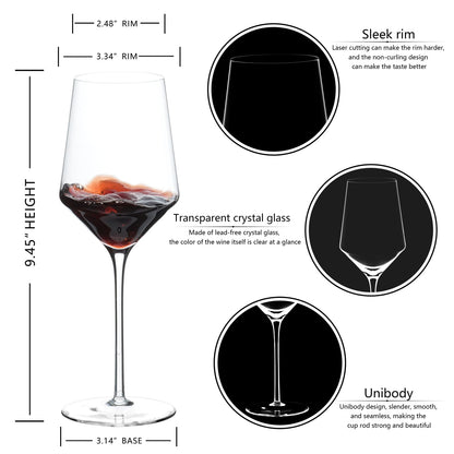 BACLIFE Hand Blown Red Wine Glasses Set of 4, Premium 15 oz Crystal Wine Glasses with Long Stem – Unique Gift for Wedding, Anniversary, Christmas, Daily Use 🍁 All In One Marketplace Canada