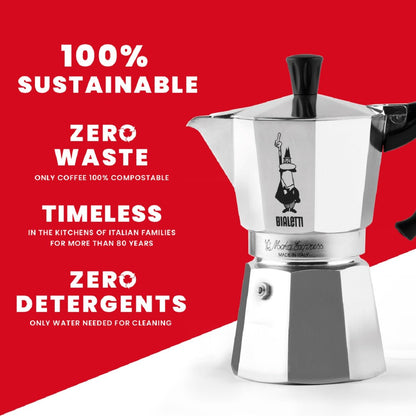 BIALETTI Moka Express 6-Cup Aluminum Stovetop Espresso Maker, Silver - Available at All In One Marketplace Canada