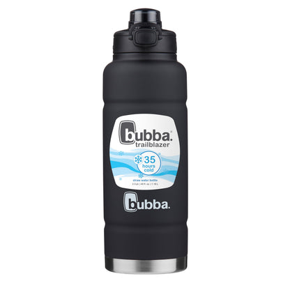 bubba Trailblazer Stainless Steel Water Bottle with Push Button Lid, 40 oz (1.18 L), Vacuum-Insulated, Rubberized Licorice - Available at All In One Marketplace Canada