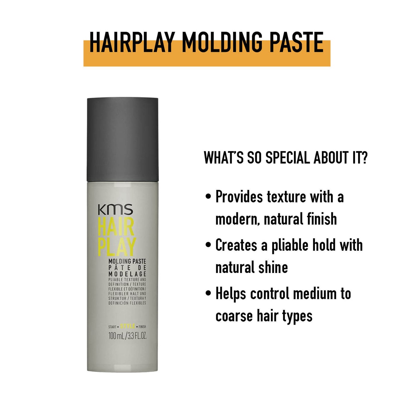 KMS HAIRPLAY Molding Paste, 3.3 Fl Oz KMS