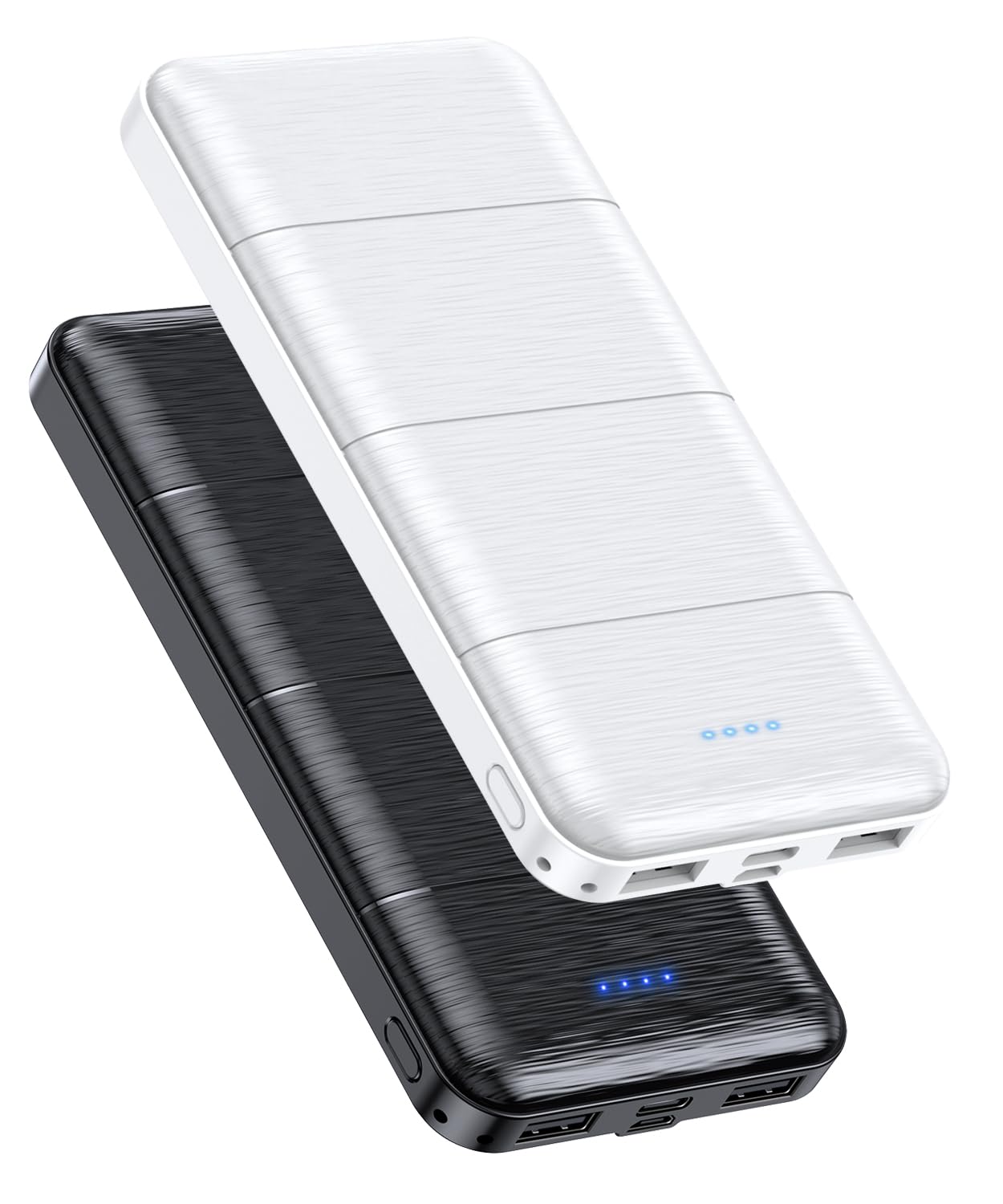 Portable-Charger-Power-Bank - 2 Pack 15000mAh Dual USB Power Bank Output 5V3.1A Fast Charger Portable Charger Compatible with Smartphones and All USB Devices (Deep Black and White)