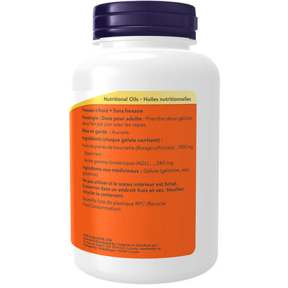 NOW Supplements, Borage Oil 1000 mg with 240mg of GLA (Gamma Linolenic Acid), 120 Softgels