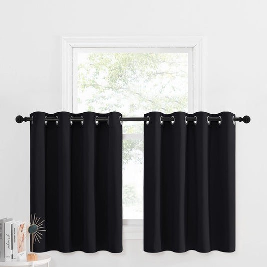 NICETOWN Store Embrasses pour petite fenêtre occultantes - Panneau de rideau court isolant thermique obscurcissant avec œillets pour café-bar/appartement (1 pièce, L52 x H36 + 1,2 pouces d'en-tête, noir) 🍁 All In One Marketplace Canada