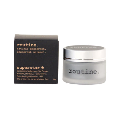 Routine. Beauté Naturelle | Déodorant naturel en pot | Superstar (Charbon actif, magnésium et prébiotiques) | 58g, déodorant naturel sans aluminium pour femmes et hommes (formule crème en pot)