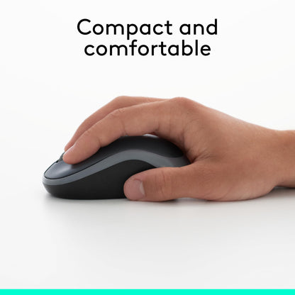Logitech M185 Compact Ambidextrous Wireless Mouse with Rubber Grips - Black