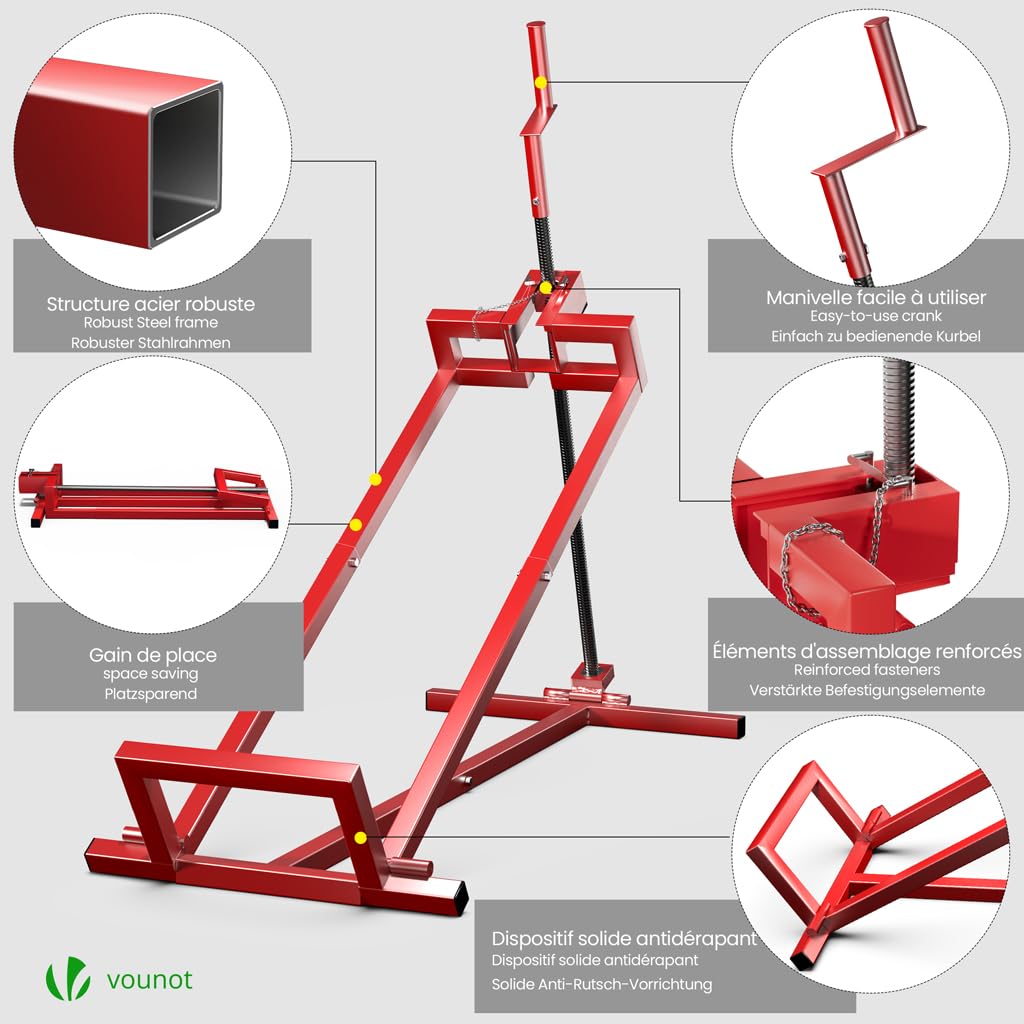 VOUNOT Ride on Lawn Mower Lift Jack, Telescopic Maintenance Jack for Lawn mowers and Garden Tractors, Weight Capacity 880 Lbs, Red VOUNOT