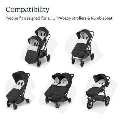 UPPAbaby CozyGanoosh Footmuff - Easily Attaches to UPPAbaby Strollers + RumbleSeat - Ultra-Plush, Weather-Proof - Winter Stroller Cover - Noa (Navy) 🍁 All In One Marketplace Canada