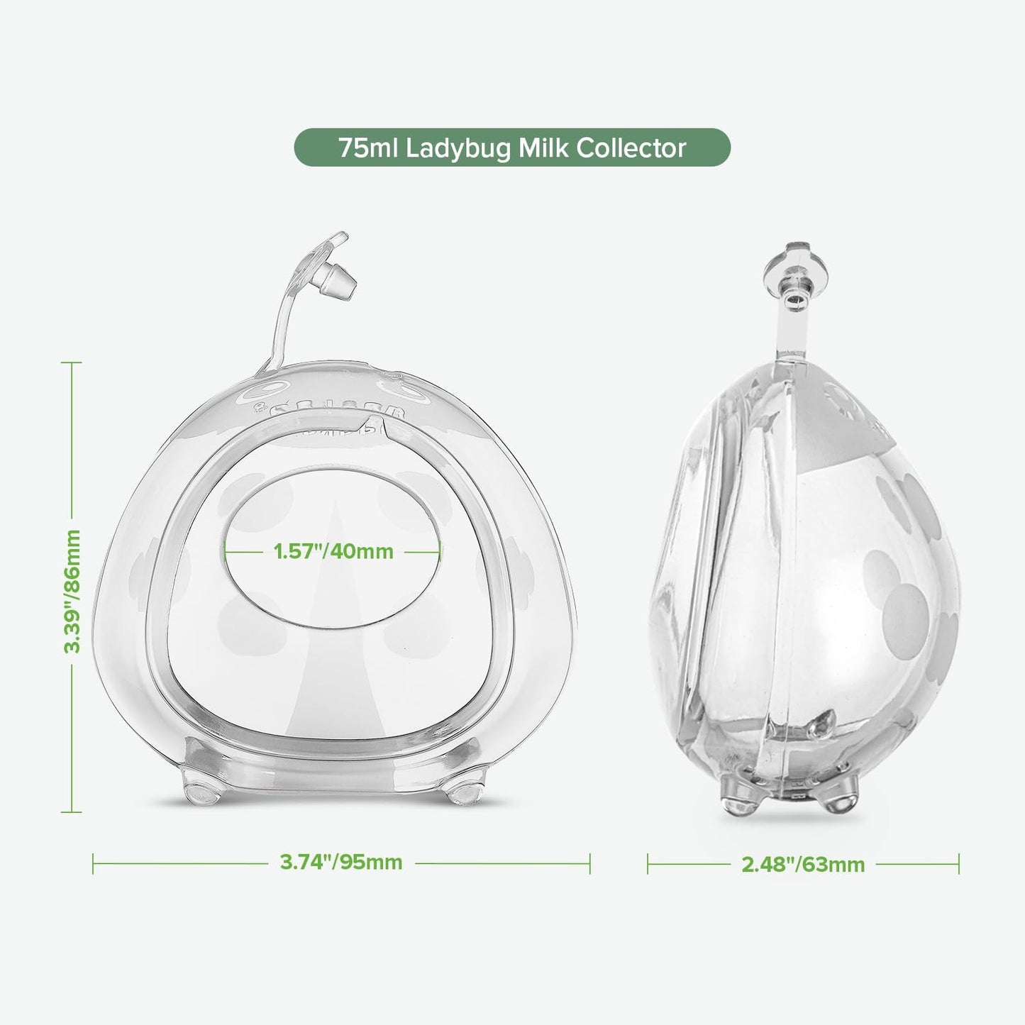 haakaa Ladybug Milk Collector Breast Shells Nursing Cup Silicone Breast Milk Collector Milk Savers for Breastfeeding Nipple Shells Protect Sore Nipples Extra-Soft and Reusable, 2.5oz/75ml, 1 PC