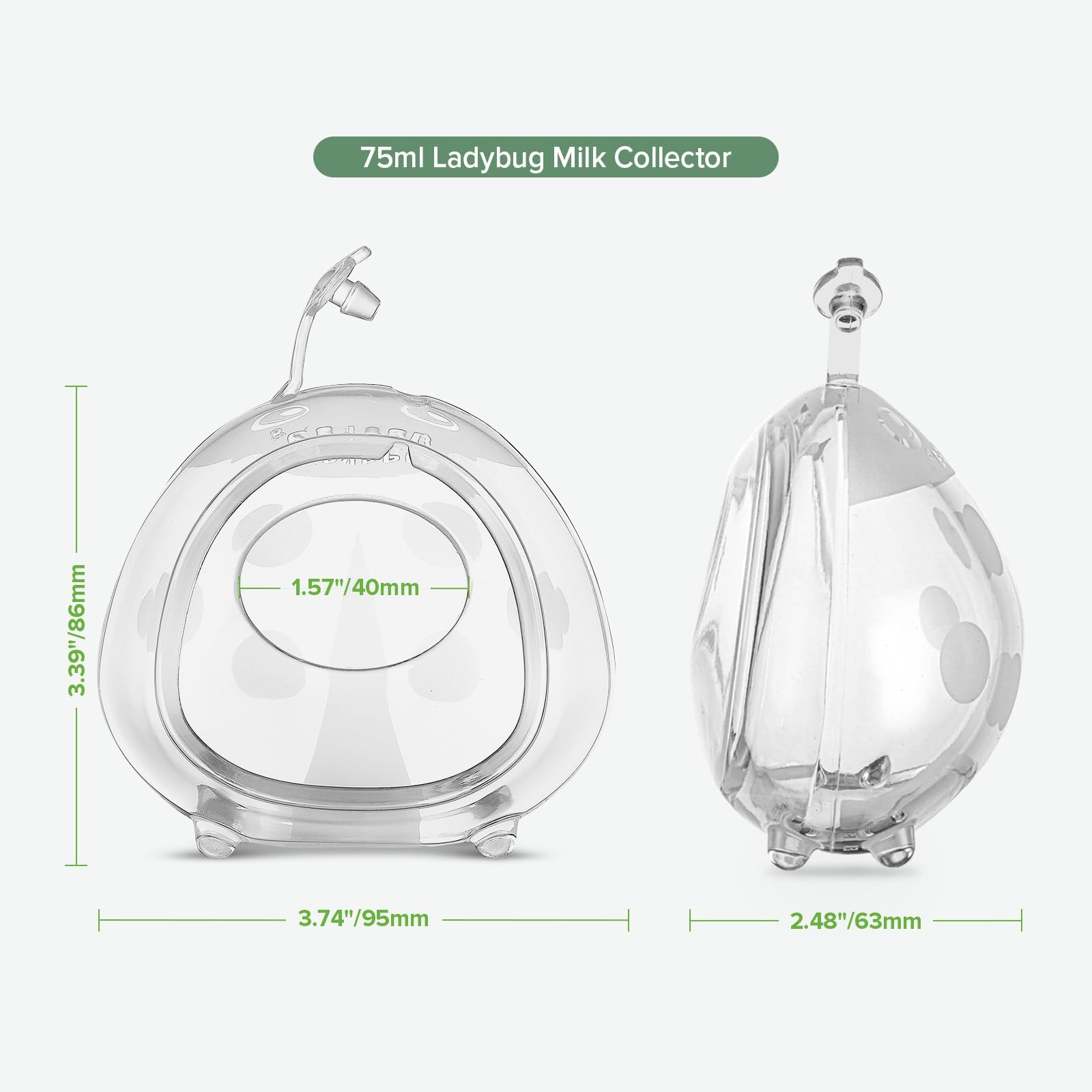 haakaa Ladybug Milk Collector Breast Shells Nursing Cup Silicone Breast Milk Collector Milk Savers for Breastfeeding Nipple Shells Protect Sore Nipples Extra-Soft and Reusable, 2.5oz/75ml, 1 PC