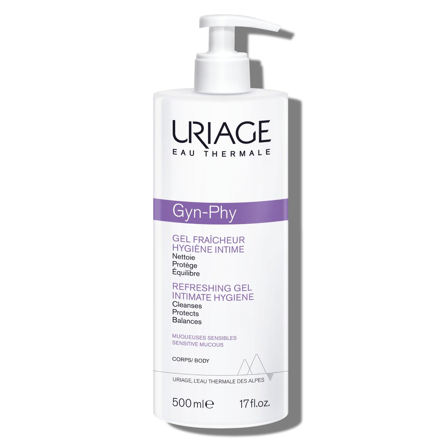 Uriage Gyn-Phy Refreshing Gel Intimate - Daily Hygiene for External Intimate Areas, Foaming Gel, Paraben-Free, Tested under Gynecological Control - 500ml Uriage