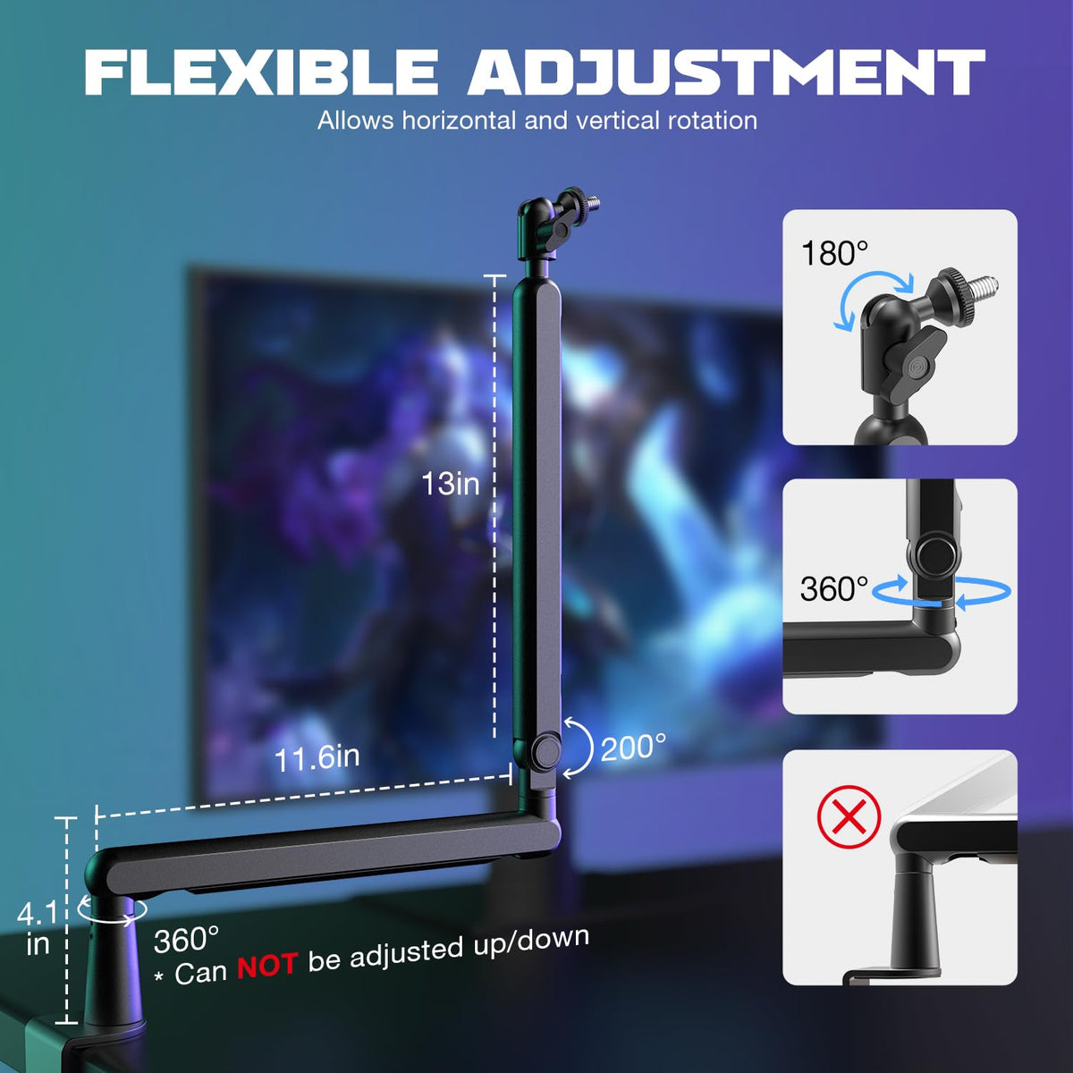 FIFINE BM88 Low Profile Microphone Boom Arm Stand