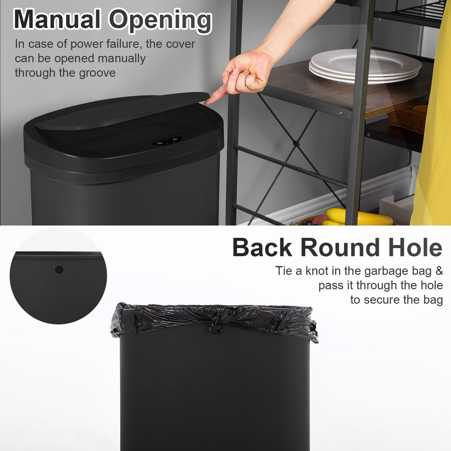FDW Garbage Can 13 Gallon 50 Liter Kitchen Trash Can for Bathroom Bedroom Home Office Automatic Touch Free High-Capacity with Lid Waste Bin,Black 🍁 All In One Marketplace Canada