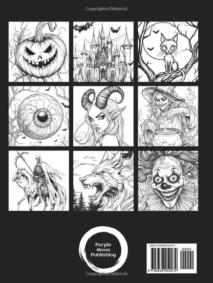 Livre de coloriage d'Halloween pour adultes : amusement effrayant, soulagement du stress et expression créative avec des illustrations de dark fantasy et d'art gothique