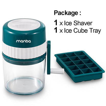 MANBA Ice Shaver and Snow Cone Machine - Premium Portable Ice Crusher and Shaved Ice Machine with Free Ice Cube Trays - BPA Free - Available at All In One Marketplace Canada