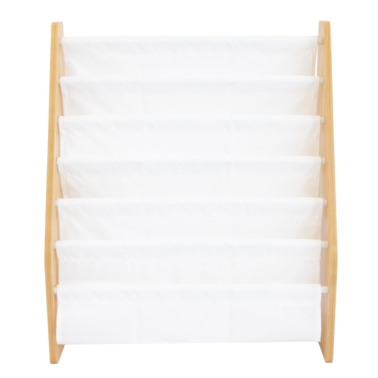 Humble Crew Kids Bookshelf 6-Tier Book Rack Organizer, Extra Large Toddler Bookcase with Fabric Storage Pockets, Front-Facing Display for Children’s Books, White/Natural Wood, Nursery/Playroom Storage Humble Crew