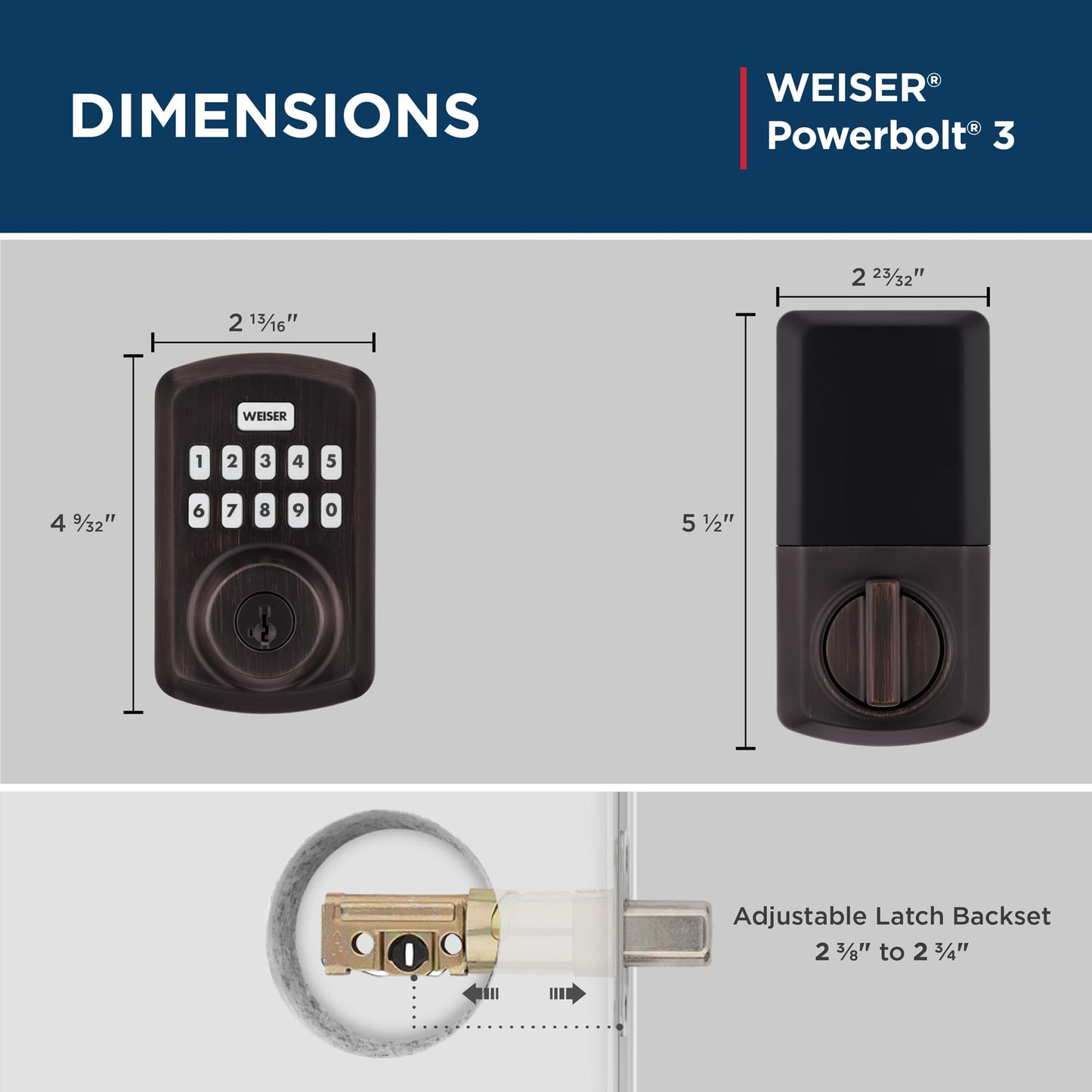 Weiser Powerbolt 3 Venetian Bronze Keyless Entry Door Lock/Deadbolt Lock, 10-Button Keypad Door Lock with Auto Lock and 12-Month Battery Life, Electronic Door Locks for Front Door, Home Décor 🍁 All In One Marketplace Canada