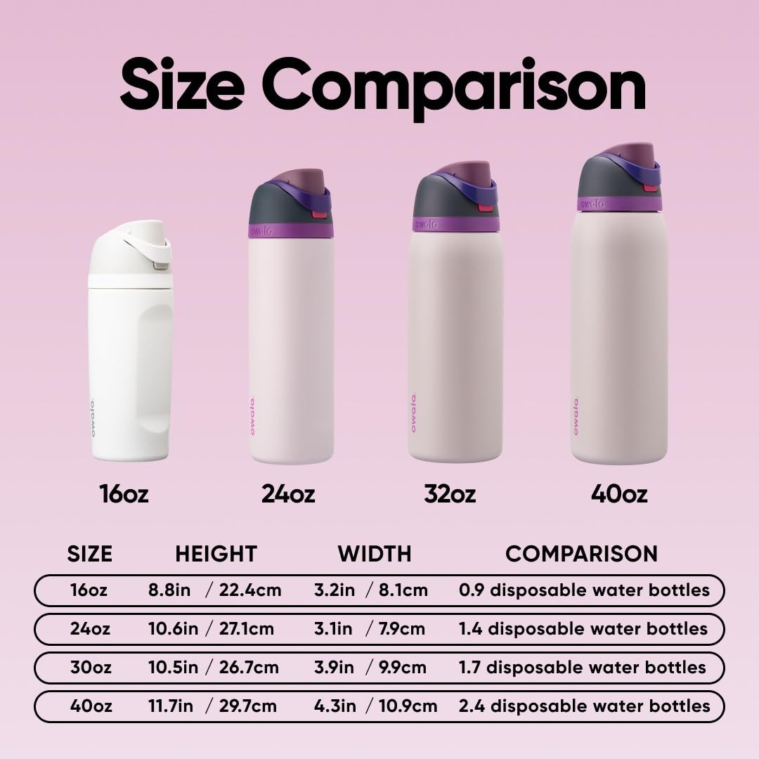 Owala FreeSip Insulated Stainless Steel Water Bottle with Straw for Sports and Travel, BPA-Free, 32oz, Dreamy Field