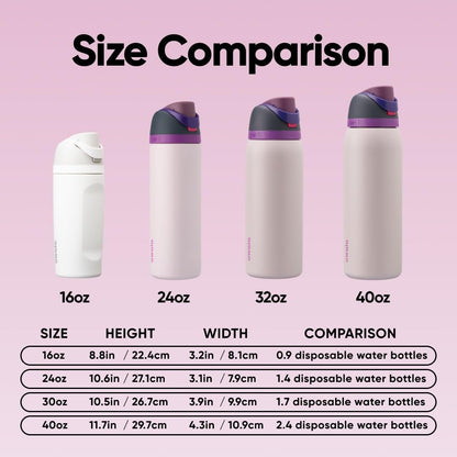 Owala FreeSip Insulated Stainless Steel Water Bottle with Straw for Sports and Travel, BPA-Free, 32oz, Dreamy Field