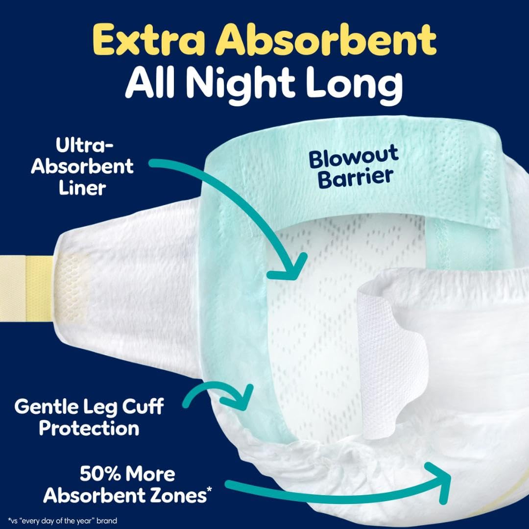 Pampers ZZZ Overnight Diapers, Size 3, Nighttime Protection Disposable Baby Diaper, 1 Pack (Count of 66)