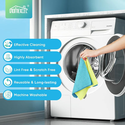 HOMEXCEL Microfiber Cleaning Cloths 100 Pack, Highly Absorbent Cleaning Towels, Lint Free & Scratch-Free Cleaning Rags for House, Kitchen and Car, Multi-Color Microfiber Towels 11.5 x 11.5 inch