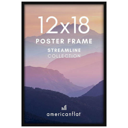 Americanflat Cadre d'affiche 12x18 avec plexiglas poli - Collection Streamline - Cadre photo à bord fin pour affichage mural - Accroches incluses - Noir 🍁 All In One Marketplace Canada