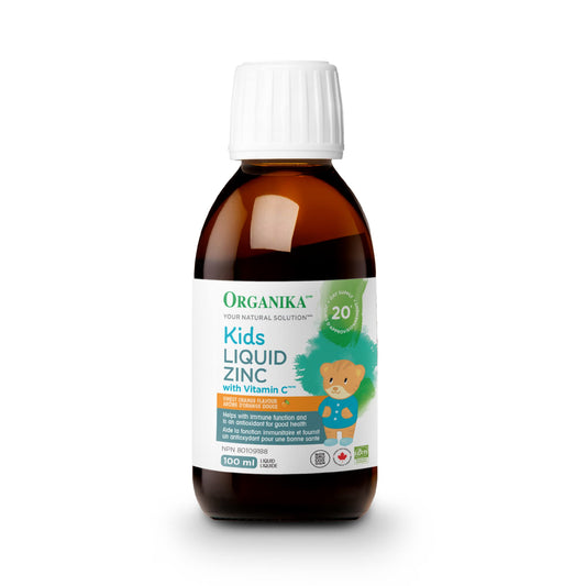 Organika Canadian-Made Kids Liquid Zinc with Vitamin C- Sweet Orange Flavour- Immune Function Support 100ml - Available at All In One Marketplace Canada