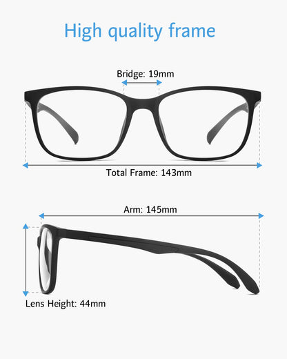 ANRRI Blue Light Blocking Glasses for Computer Use, Anti Eyestrain Lens Lightweight Frame Eyeglasses, Black, Men/Women ANRRI