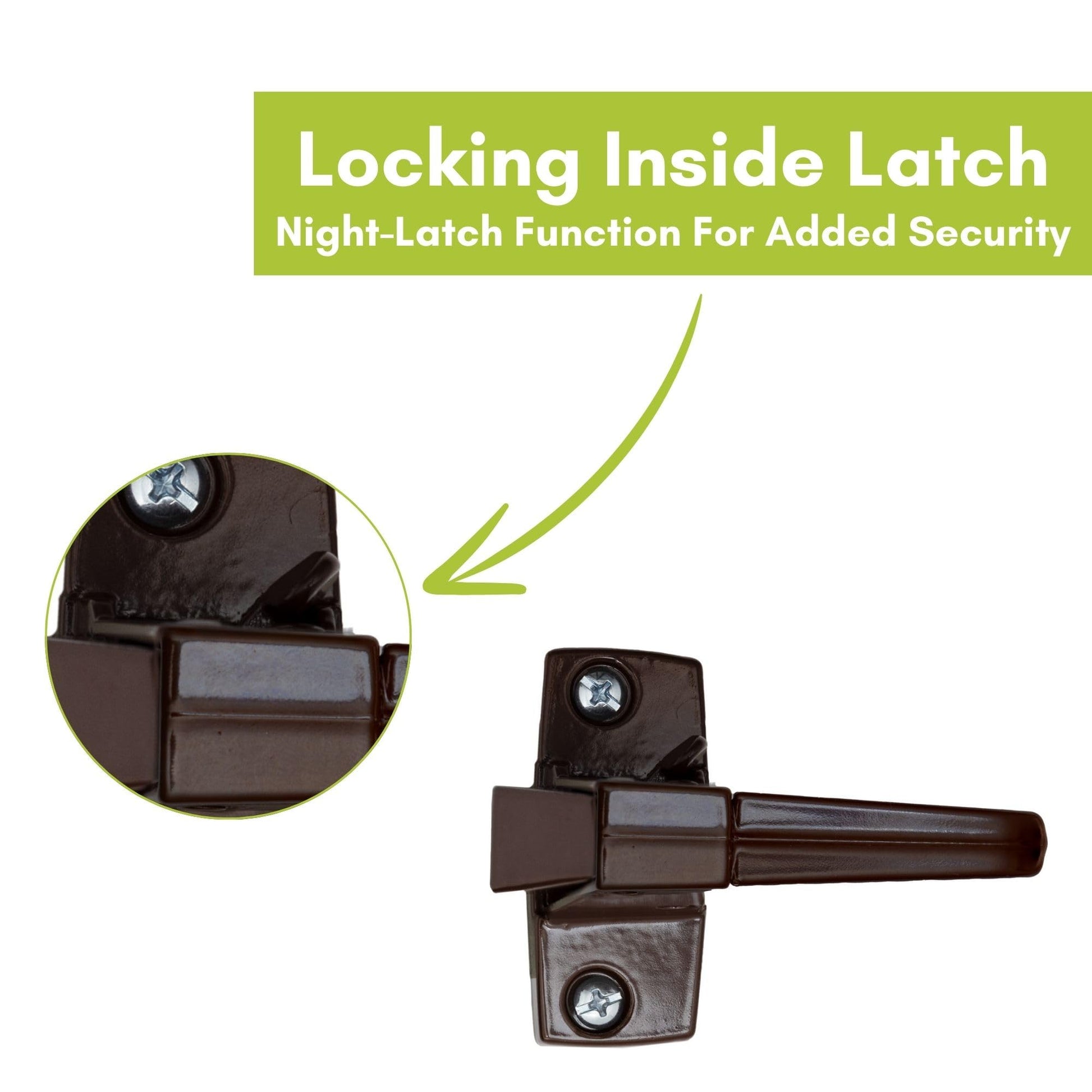 Ideal Security Model 910 Classic Push Button Handle with Latch for Storm Door and Screen Door, Brown Ideal Security