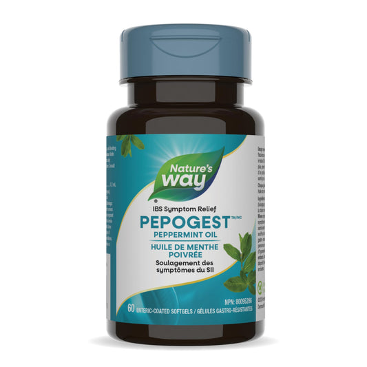 Nature’s Way Pepogest Peppermint Oil Softgels – Help Relieve Abdominal Pain, Gas & Bloating Associated with Irritable Bowel Syndrome – Enteric-Coated – 60 Capsules - Available at All In One Marketplace Canada