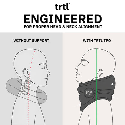 trtl Travel Pillow - Airplane Pillow for Neck and Shoulder Support - Soft, Lightweight, Machine-Washable Travel Pillows for Airplanes - Black - Available at All In One Marketplace Canada