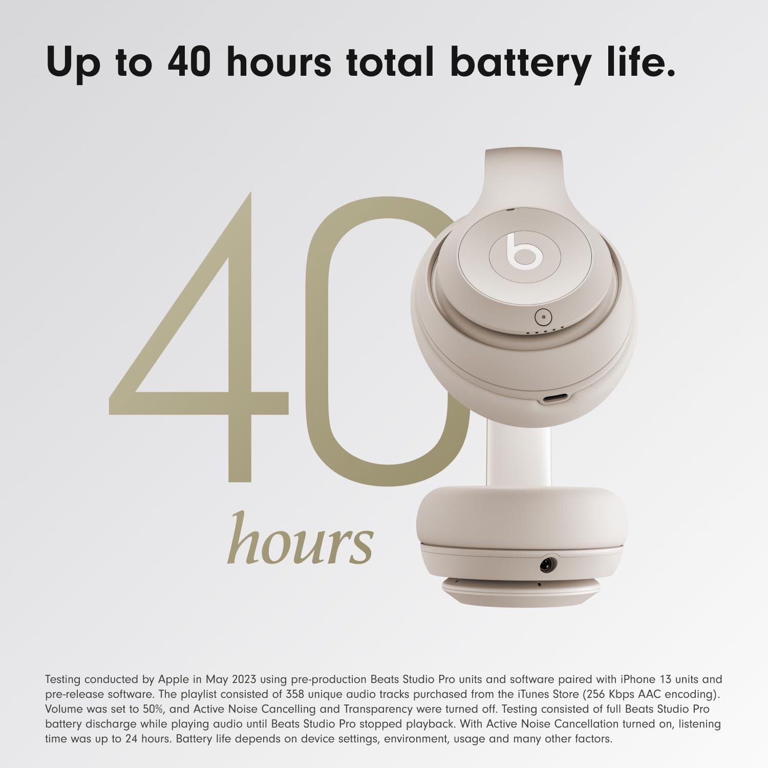 Beats Studio Pro - Wireless Bluetooth Noise Cancelling Headphones - Personalized Spatial Audio, USB-C Lossless Audio, Apple & Android Compatibility, Up to 40 Hours Battery Life - Sandstone