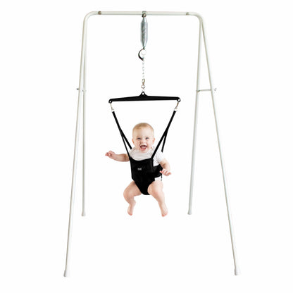 Jolly Jumper CLASSIC (Black) with Stand - ORIGINAL Baby Jumper, Indoor and Outdoor Exercise Saddle Seat, Adjustable Height, for Infants up to 28lbs 🍁 All In One Marketplace Canada