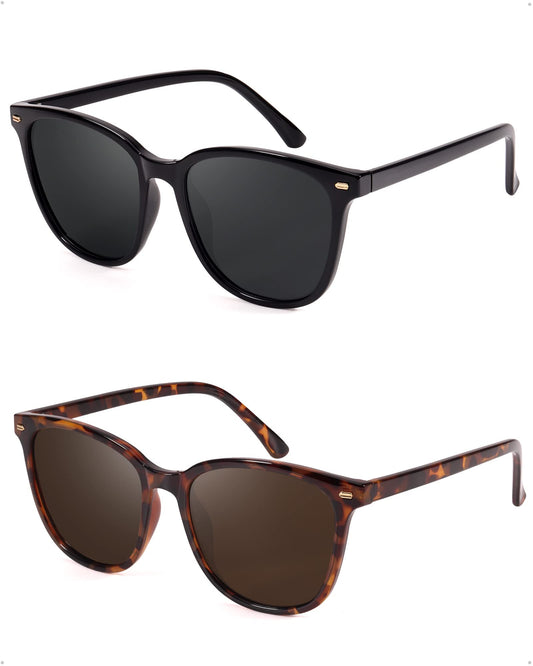 FIMILU 2 Packs Sunglasses for Women Polarized UV400 Protection Lens Big Frame Fashion Glasses Trendy Stylish Shade - Available at All In One Marketplace Canada