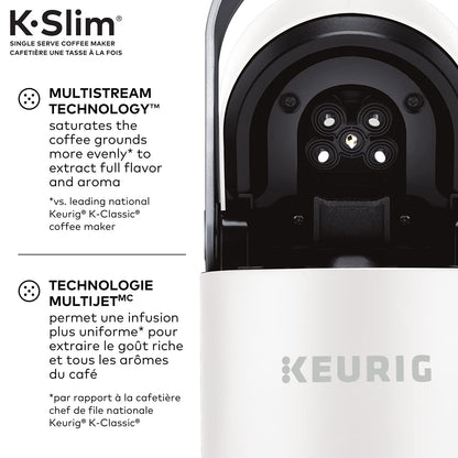 Keurig K-Slim Single Serve K-Cup Pod Coffee Maker, Featuring Simple Push Button Controls and MultiStream Technology, White 🍁 All In One Marketplace Canada