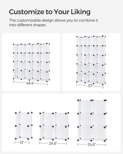 SONGMICS Cube Storage Organizer, 16 Cube Closet Organizers 48.4 x 12.2 x 48.4 Inches, White ULPC44L SONGMICS