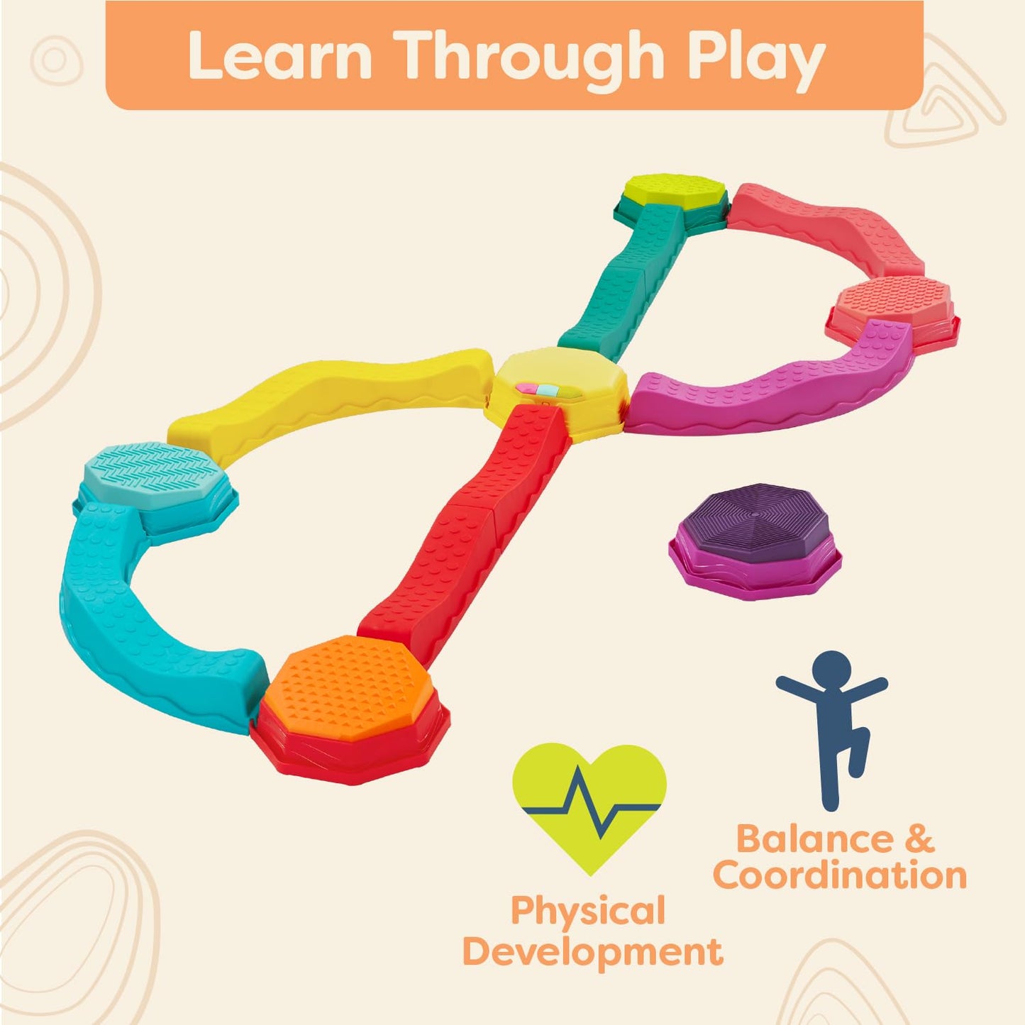 B. toys Balance Beam Set, Musical Wavy Beams & Sensory Stones, Summer 🍁 All In One Marketplace Canada