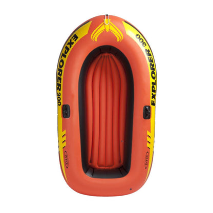 INTEX 58332EP Explorer 300 Inflatable Boat Set: Includes Deluxe Boat Oars and Mini Hand Pump – Dual Air Chambers – Grab Rope – 3-Person – 410lb Weight Capacity Intex