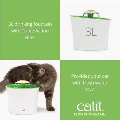 Catit Senses 2.0 Flower Fountain, 3 L Cat Water Fountain, Green 🍁 All In One Marketplace Canada