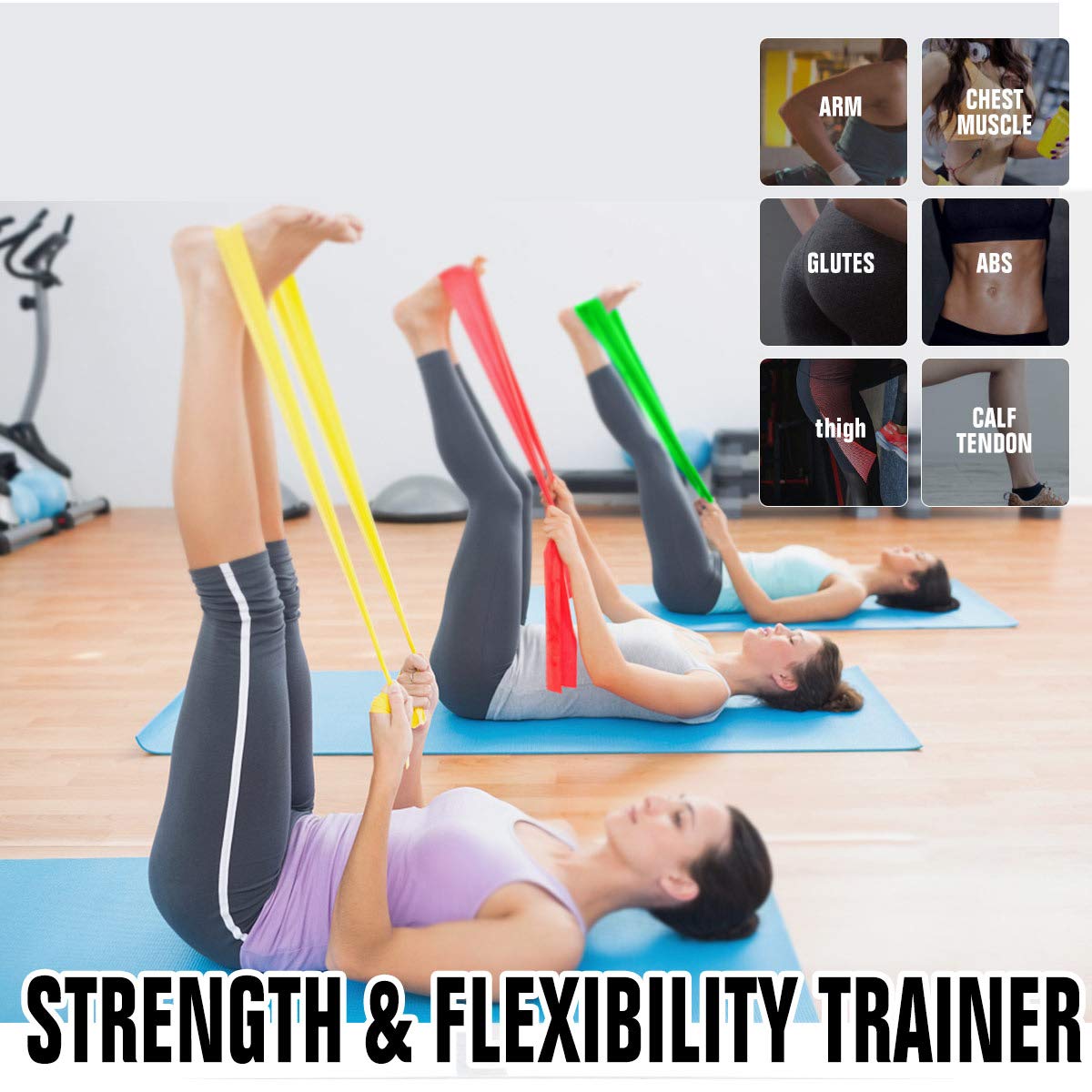 HAIBEI Resistance Bands Elastic Exercise Bands 3 Pack Physical Therapy Tension Band Recovery Band Workout Strength Training Bands for Women, Yoga, Arms,Upper Body and Shoulders (Red Yellow Green)