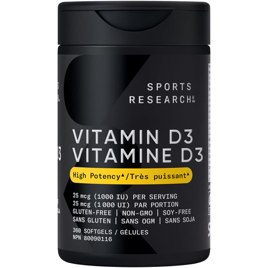 Sports Research® Vitamin D3 1,000 IU with Coconut Oil - Vitamin D for Strong Bones, Teeth, and Maintenance of Good Health - Non-GMO, Gluten & Soy Free - 360 Liquid Softgels