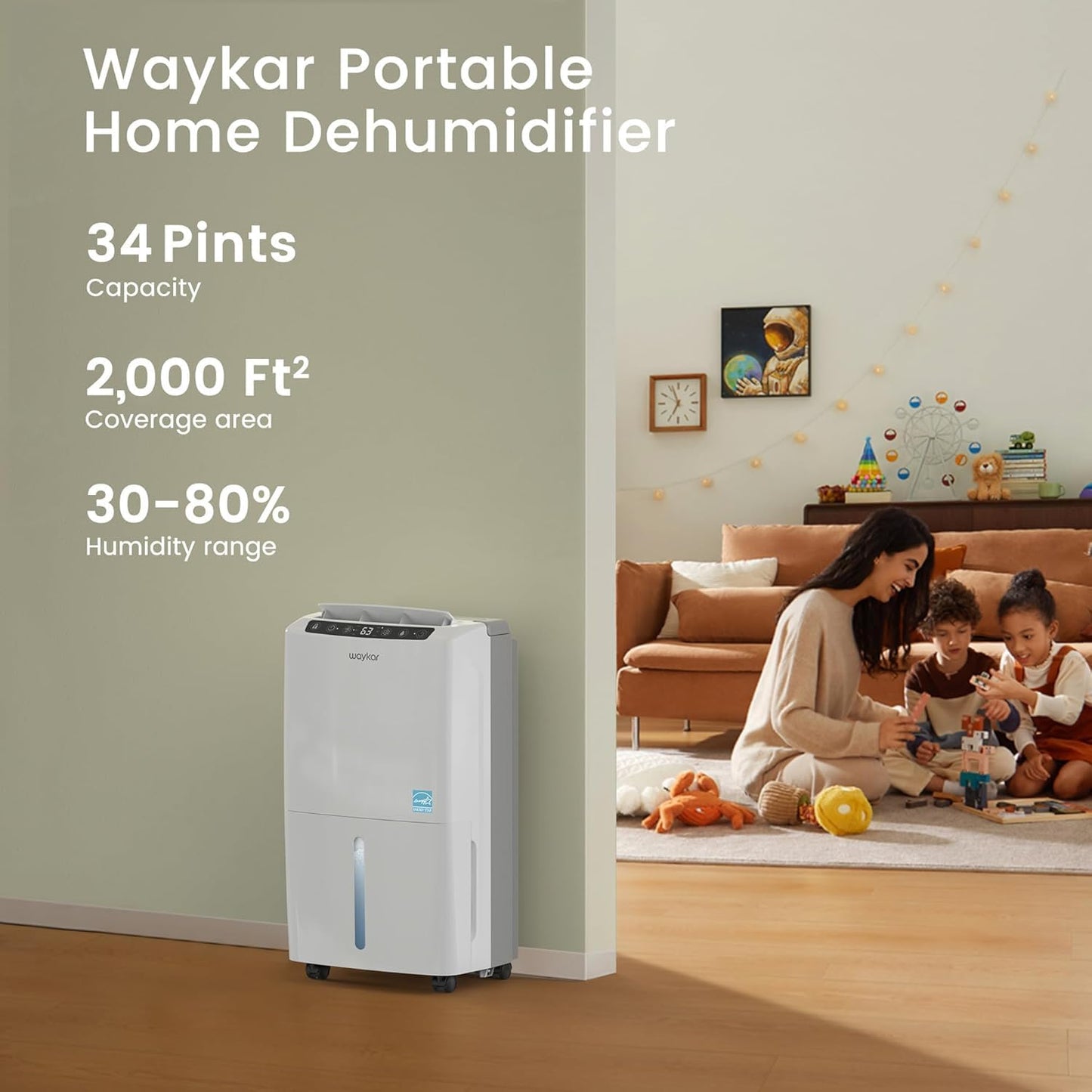 Waykar 2,000 Sq. Ft Energy Star Dehumidifier for Home and Basements, with Auto or Manual Drainage, 0.6 Gal Water Tank Capacity 🍁 All In One Marketplace Canada
