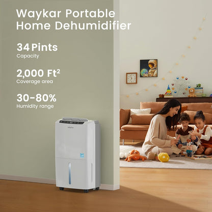 Waykar 2,000 Sq. Ft Energy Star Dehumidifier for Home and Basements, with Auto or Manual Drainage, 0.6 Gal Water Tank Capacity 🍁 All In One Marketplace Canada