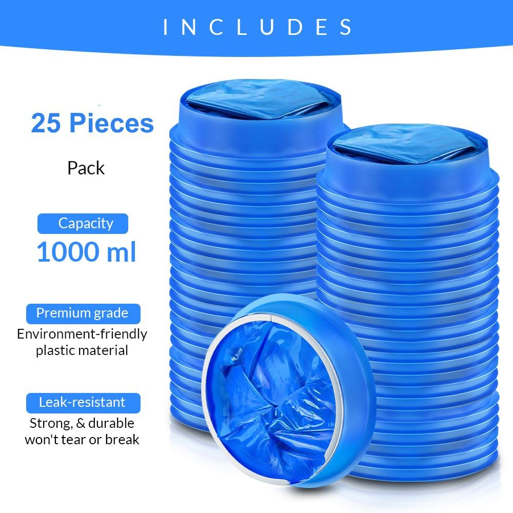 Vomit Bags Disposable 25 Pack (1000ml) – Medical Grade Emesis Bags for Travel, Motion Sickness, Morning Sickness & Nausea – Leak-Proof, Odor-Blocking, Portable Throw Up Bag - Available at All In One Marketplace Canada