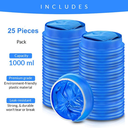 Vomit Bags Disposable 25 Pack (1000ml) – Medical Grade Emesis Bags for Travel, Motion Sickness, Morning Sickness & Nausea – Leak-Proof, Odor-Blocking, Portable Throw Up Bag - Available at All In One Marketplace Canada