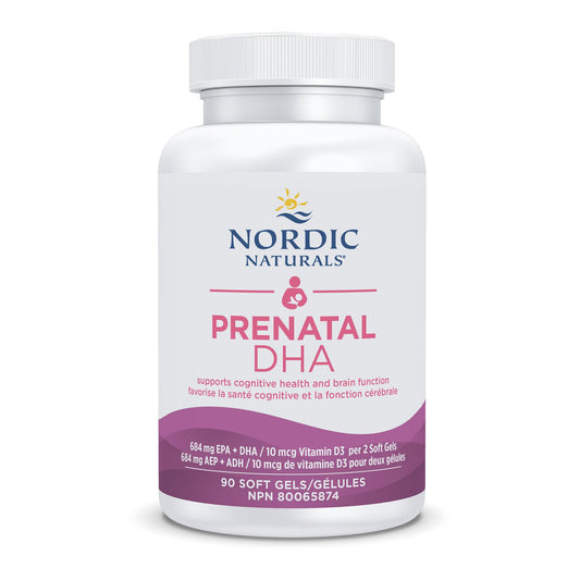 Nordic Naturals Prenatal DHA - Supports Brain Development in Babies During Pregnancy and Lactation, Unflavoured, 90 Count - Available at All In One Marketplace Canada