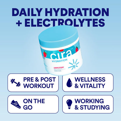 Cira Hydration Electrolytes Powder - Daily Electrolyte Powder, Sugar Free w Himalayan Salt, Magnesium, Potassium, Hydration Powder for Dehydration Relief & Recovery - Strawberry Margarita, 45 Servings
